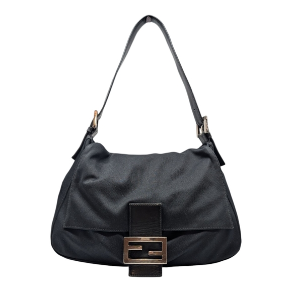 Vintage Fendi Mama Forever Baguette Neoprene FF Buckle Black Shoulder Bag - Picture 1 of 12